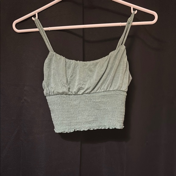 Green Smocked Crop Top - Picture 1 of 1